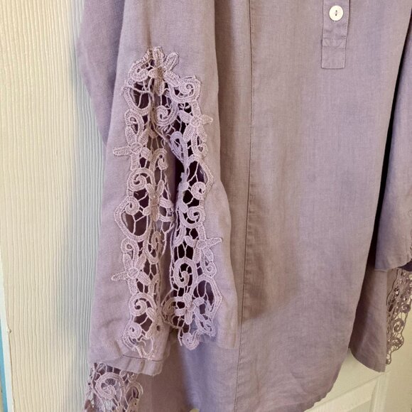 Excellent Condition, SZ 1X, Soft Surroundings, Linen Tunic Swim Cover Up, Purple - Picture 3 of 5